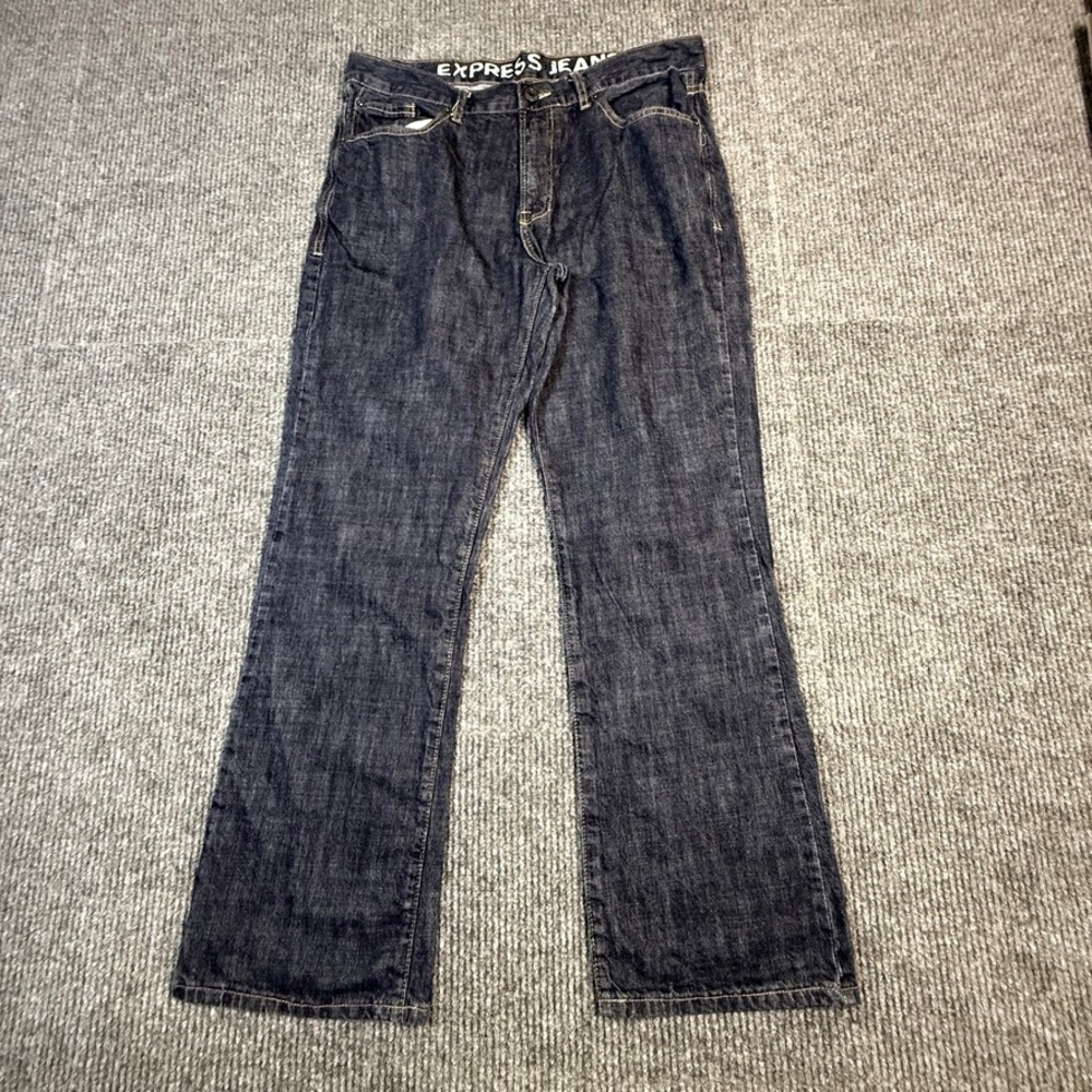 Express Jeans Kingston Mens 36x32 Dark Wash Classic Fit Regular Rise Boot Cut